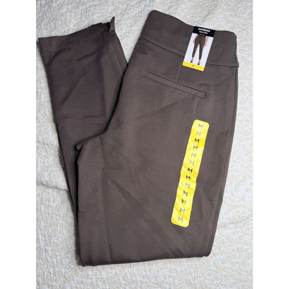 Express Womens Brown Ponte Knit Ankle Pants High Rise Slim Leg Size M NWT